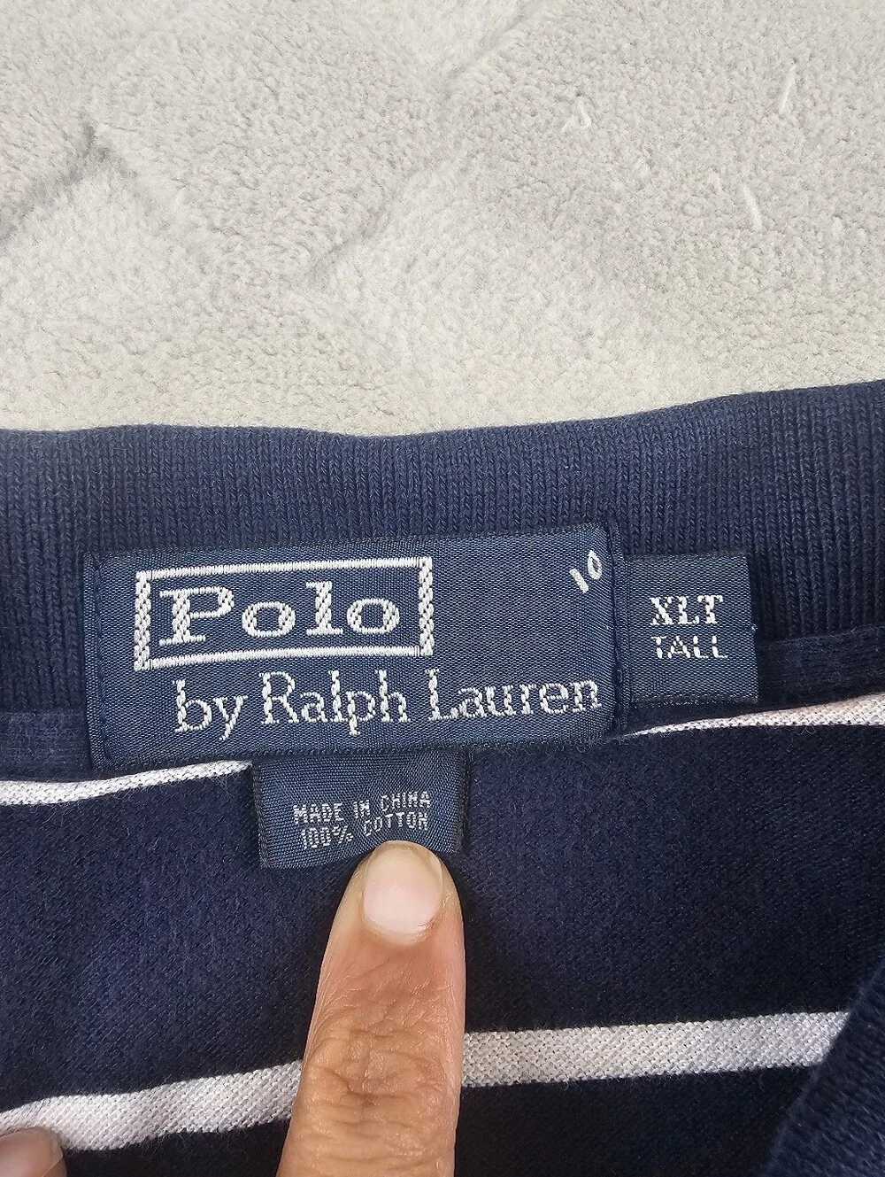Polo Ralph Lauren Polo Shirt Mens Extra Large Tall Navy Blue White Striped